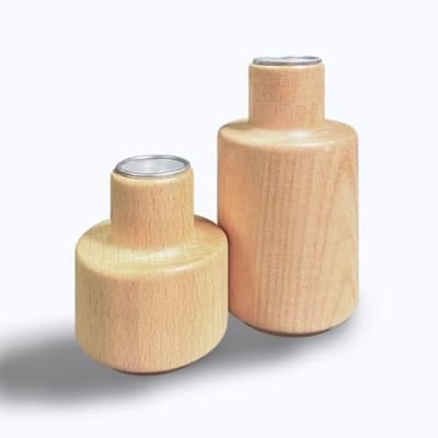 PromoHome Houten Kaarsenhouders Set van 2 - Modern Vaas Design voor Stabiele Kaarsen