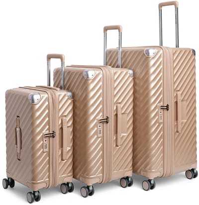 CarryOn Trunk Kofferset – 3-delig – Harde Trolley – TSA-slot – 4 Wielen – Met Expander – Champagne