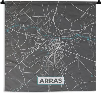 Wandkleed - Wanddoek - Arras - Frankrijk - Plattegrond - Stadskaart - Kaart - 180x180 cm - Wandtapijt