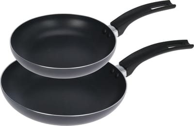 Excellent Houseware Koekenpannen set in 2 formaten - antraciet - Dia 20 en 24 cm - aluminium - Kookpannen - alle warmtebronnen