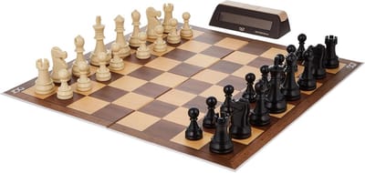 Schaak Starterset - Bord Spel - Strategisch Spel - Inclusief Timer - 7.5 x 23 cm - Bruin