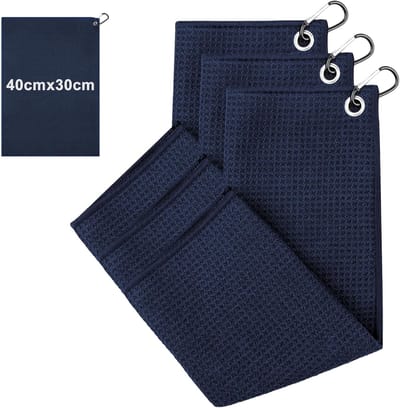 Set van 3 Microvezel Golf Schoonmaakdoeken 40 x 30 cm, Zeer Absorberend, Sneldrogend en Geurvrij, Ideaal voor Golfaccessoires en Onderhoud