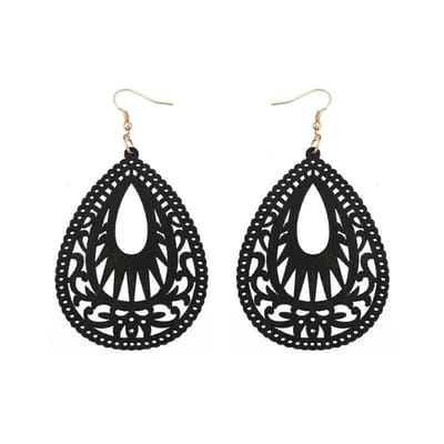 Jomide Oorhangers - Natuurlijk Zwart Ethnic - Dames