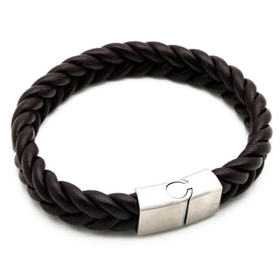 Sorprese armband - Premium - armband heren - leer - zwart - 19 cm - zilverkleurige sluiting - cadeau - Model M