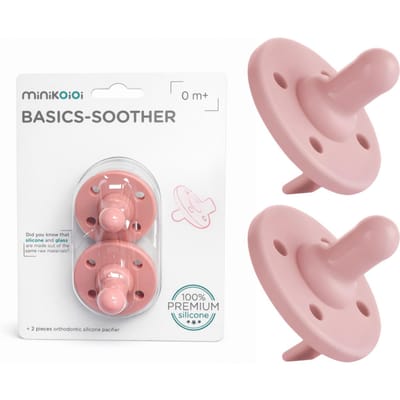 Sucette Dynamique en Silicone 2 pièces MinikOiOi Rose 0-24m