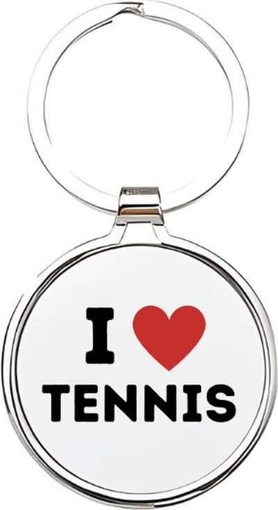 Akyol - i love tennis Sleutelhanger - Tennis - tennissers - cadeau - sport sleutelhanger - sport - gepersonaliseerd - tennissers - sleutelhanger voor tennissers - racket - sleutelhanger voor jongens - bal - ballen - tennisracket - 4 x 7,5 CM