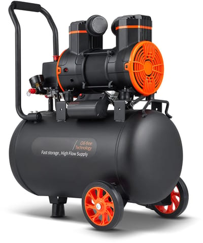 9,3 Gallon Luchtcompressor, 2,5 PK, 2,2 CFM Bij 90 PSI, Olievrij, 116 PSI Max, Druk, 70 Db Stil voor Autoreparaties, Banden OPPompen, Schilderen, Spijkeren