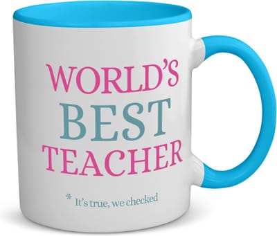 Akyol - world's best teacher koffiemok - theemok - blauw - Juf - beste juf - school - verjaardagscadeau - afscheidscadeau - kado - 350 ML inhoud