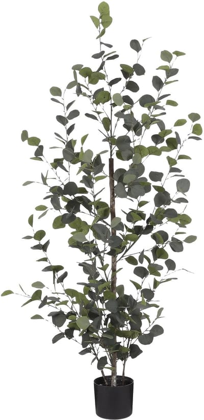Mica Decorations Eucalyptus Kunstplant H150 x Ø30 cm - Kunstplant in Pot - Onderhoudsvrije Kamerplant voor Binnen - Natuurlijke Uitstraling - Inclusief Zwarte Bloempot - Groen