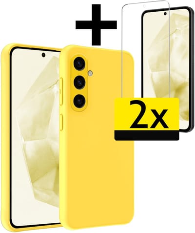 Hoesje - Met 2x Screenprotector - Geschikt voor Samsung Galaxy A36 - Sterk & Shockproof - Back Cover - Siliconen Case - Telefoon Hoes - Telefoonhoesjes - Geel