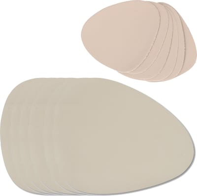 6x Lederlook placemats creme/beige 34 x 42 cm + 6x glazen onderzetters 10 x 12 cm - Complete set
