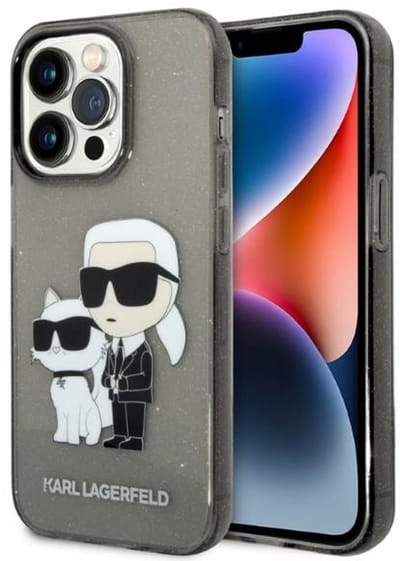 Karl Lagerfeld Glitter - Hoesje voor Mobiele Telefoon - Zwart - iPhone 14 Pro Max - Hardcase