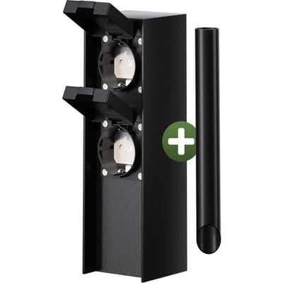 Monzana stekkerdoos buiten - 2 stopcontacten IP44 23cm - zwart