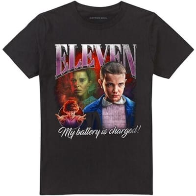 Stranger Things T-shirt - Season 5 - Eleven - My Battery is Charged! - L tot XXL - voor Mannen - zwart