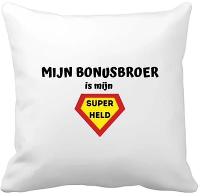 Akyol - mijn bonusbroer is mijn superheld Kussen hoes - Broer - super bonusbroer - verjaardag - cadeautje voor broer - broer artikelen - kado - geschenk - 40 bij 40 cm