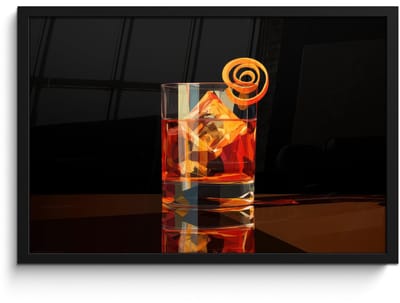 Poster in lijst - Fotolijst 60x40 cm - Posters - Glas - Ijsblokjes - Drinken - Bruin - Posterlijst zwart - Decoratie - Wanddecoratie woonkamer - Muurdecoratie slaapkamer - Kerstversiering - Kerstdecoratie voor binnen - Kerstmis