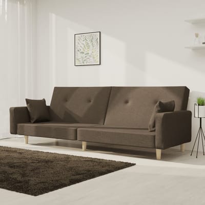 vidaXL - Slaapbank - 2-zits - met - 2 - kussens - stof - taupe