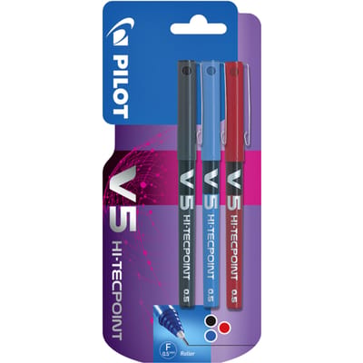 Rollerpen PILOT V5 fijn assorti blister à 3 stuks