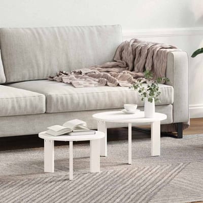 vidaXL - Salontafel - 2 - st - Wit - 47,5 - x - 47,5 - x - 27 - cm - Massief - grenenhout
