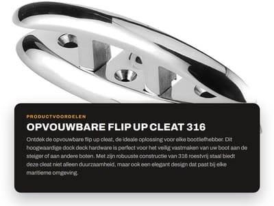 Dailygoods- Boot Cleat Roestvrij Staal - Opvouwbaar - Intrekbaar - Dock Cleat - Veerbelast Mechanisme - 130 x 47 mm
