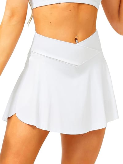 Dames Tennisrok met Korte Broek en V-Hals, Ideaal voor Tennis, Golf, Fietsen en Hardlopen met Zakjes