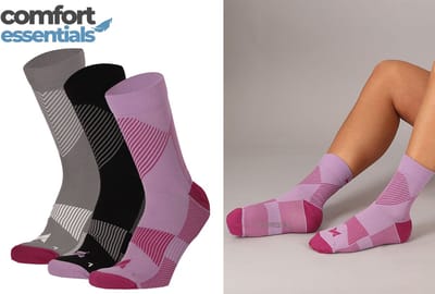 Comfort Essentials - Lage Compressie Sokken - 3 Paar - Multi Paars - 35-38 - Enkelsokken - Korte Compressiekousen