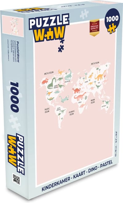 Puzzel Kinderkamer - Kaart - Dino - Pastel - Legpuzzel - Puzzel 1000 stukjes volwassenen