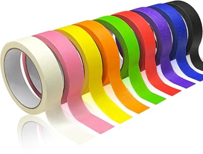 Gekleurde schilderstape - Kleurrijke afplaktape - 25mm x 20m - Voor knutselbenodigdheden voor kinderen tekentape voor etikettering decoratie klaslokaal onderwijs - Maskingtape - plakband - 9 kleuren