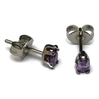 Aramat Jewels | Oorbellen | Zirkonia Druppeloorbellen van Staal | 5x3mm / Paars | |3mm | Staal | Kinderen, Volwassenen | Verkleurd niet