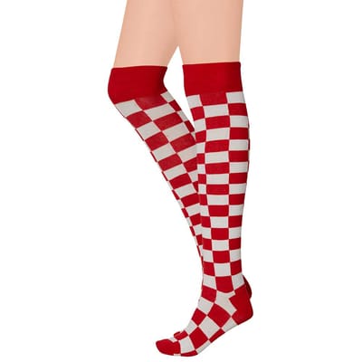 Apollo - Over kniekousen brabant - Rood-wit - Maat 36/41 - Kniekousen - Kniekousen carnaval - Kniekousen dames - Party - Feestartikelen