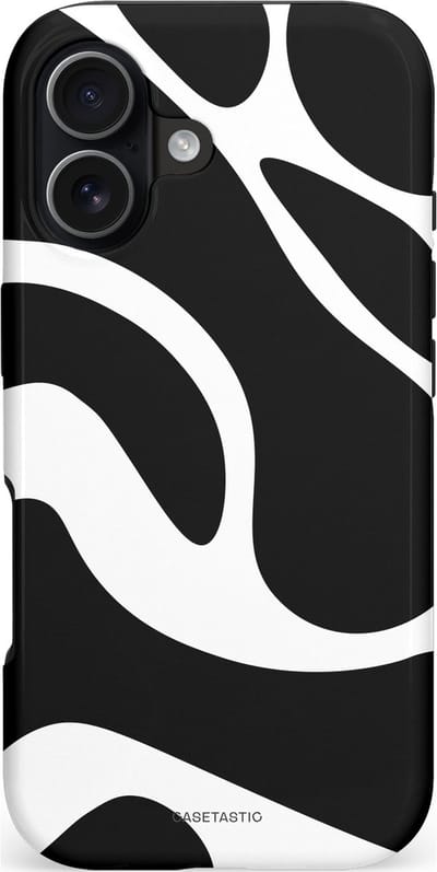 Casetastic hoesje geschikt voor Apple iPhone 17 - MagSafe - Dubbellaagse bescherming - Zwart Wit Golven - Fashion Case - Zwart Wit
