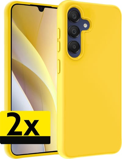 Hoesje - 2 Stuks - Geschikt voor Samsung Galaxy A15 - Sterk & Shockproof - Case Siliconen - Back Cover - Telefoon Hoes - Telefoonhoesjes - Geel
