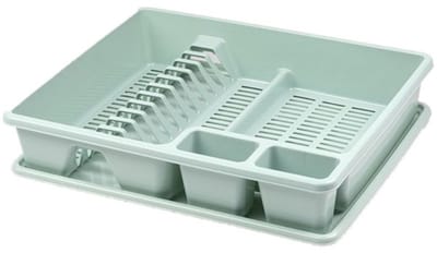 Plasticforte Afwas afdruiprek - lichtgroen - kunststof - 48 x 38 x 9 cm - met lekbak - camping - thuis - keuken