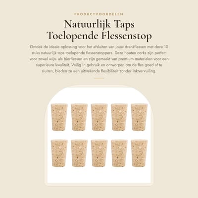 Dailygoods- Flessendop Natuurlijk Houten - 10 Stuks - Tapervormig Ontwerp - Geschikt voor Wijn/Bierflessen - Veilig en Milieuvriendelijk - Premium Kwaliteit - Kurk