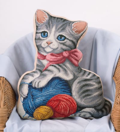 Borduurkussen Mijn kitten kussen