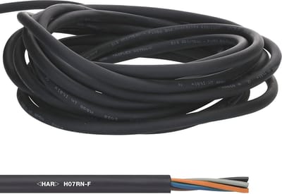 10 meter Lapp 1600199 H07RN-F rubberen kabel 2x1,5 mm² zonder aardgeleider I stroomkabel voor buitengebruik I UV-bestendige kabel I oliebestendig I koudebestendig I flexibele elektrische kabel zwart