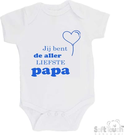 100% katoenen Romper "Jij bent de allerliefste papa" Jongens Katoen Wit/blauw Maat 56/62