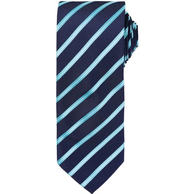 Premier Heren Sport Stripe Pattern Formele Work Tie (Marine / Turquoise)
