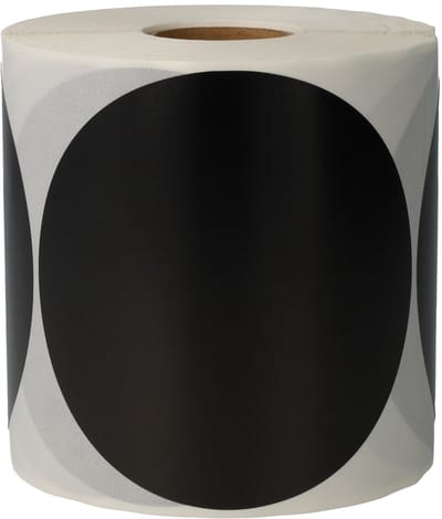 500 Etiketten Stickers Rond Zwart 80 mm op Rol Geklerud - Sluitzegels Markeringspunten Blanco Labels - Dappaz