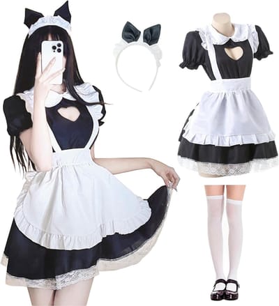 Maid Outfit - Hollow Hartvorm - Zwart Cosplay Kostuum - Perfect voor Rolspel - ShopVlot