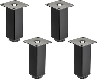 4 stuks SOTECH meubelpoten ZULU 38 x 38 x 120 mm zwart mat, belastbaar tot 100 kg per poot, vitrinepoten Sokkelpoten Kastpoten