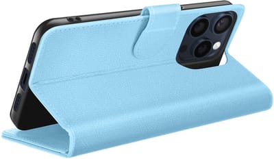 Zanae, Hoesje geschikt voor iPhone 15 Pro - Wallet Case & Magneetsluiting, Lichtblauw
