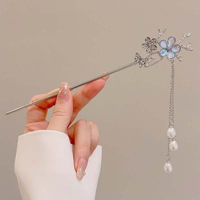 Bâton à cheveux rétro pour femmes, 2025 Nouveau style chinois Longue chaîne à pampilles Pince à cheveux Serre-tête Accessoire pour cheveux