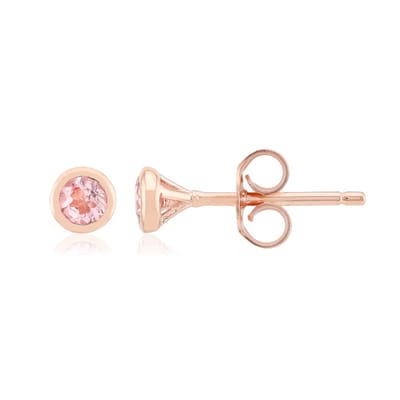 Cavill - Zilveren Oorbellen - 925 Sterling Zilver Rosé Verguld - 2 Nigeriaanse Roze Toermalijnen 0,241 ct Rond - Luxe Oorknopjes 4 mm
