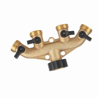 Connecteurs de robinet de commutation de buse de séparateur de tuyau de tuyau à 4 voies en laiton de 3/4 pouces pour l'irrigation de jardin us