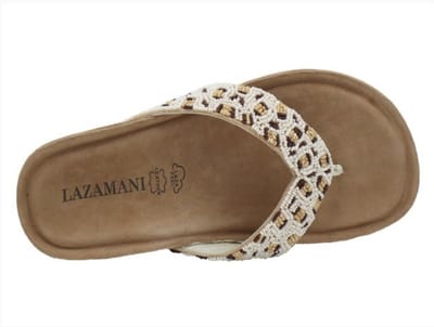 Lazamani - Liv Dames Teenslippers Leer Offwhite - Maat 38