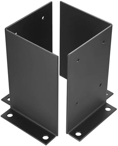Paalbeugels voor Hout - Schroefhulzen en Dekpaalbasis (100x100mm) - Set van 2 Stuks