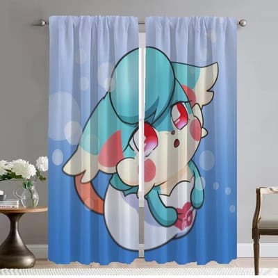 Himitsu No Cocotama Gordijnen voor Slaapkamer Shades Halloween Decoratie Verduisterend Gordijn voor Kamer 2 Paneel Huis Interieur Gordijnen W50xH70cmx2pcs-CL