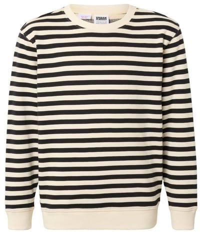 Urban Classics - Striped Crewneck Sweater/trui kinderen - Kids 110/116 - Creme/Zwart