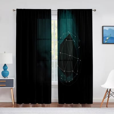 Meisje In Het Dambord Geometrisch Transparant Voile Gordijn Zwart en Wit Abstract Raam Tule Gordijnen voor Woonkamer Slaapkamer 1 PCS W100XH250cm&Grommet Top
